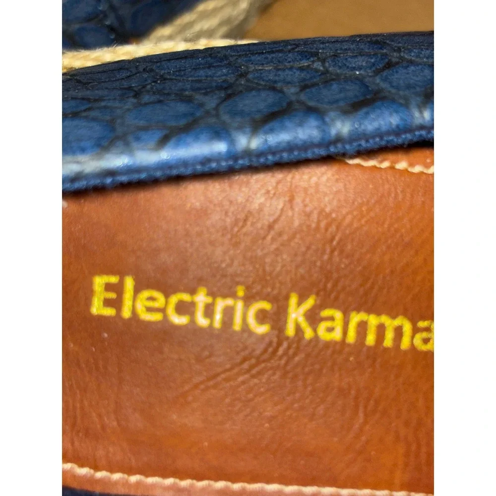 Electric Karma Lulu Espadrille Navy Blue Snakeskin Slip On Platform‎  sz 10
